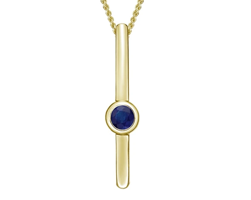 10K Gold 2.50mm Round Cut Sapphire Pendant