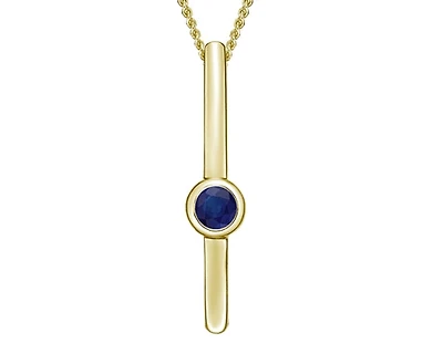 10K Gold 2.50mm Round Cut Sapphire Pendant