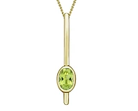 10K Yellow Gold 6x4mm Oval Cut Peridot Pendant - 18 inches