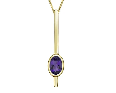10K Yellow Gold 0.35cttw Amethyst Pendant, 18"