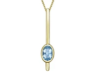 10K Yellow Gold 6x4mm Oval Cut Aquamarine Pendant - 18"