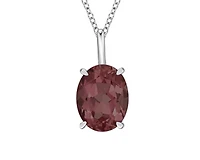 10K White Gold 9x7mm Oval Cut Garnet Pendant - 18 inches