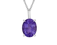 10K White Gold 1.60cttw Oval Cut Amethyst Pendant, 18"
