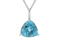 10K White Gold 9mm Trillion Cut Swiss Blue Topaz Necklace - 18 Inches