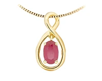 10K Yellow Gold 6x4mm Oval Cut Ruby Pendant - 18 inches