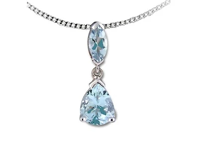 10K White Gold 0.75cttw Aquamarine Pendant - 18"