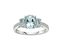 10K White Gold 1.40cttw Oval Cut Aquamarine and 0.04cttw Diamond Ring, size 7