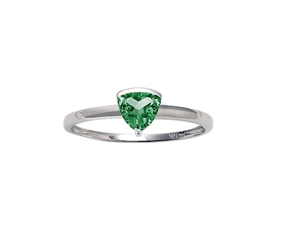 10K White Gold 5mm Trillion Cut Created Emerald Birthstone Ring - 4.5