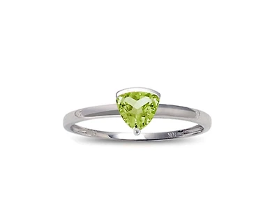 10K White Gold 5mm Trillion Cut Peridot Birthstone Ring - Size 7