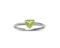 10K White Gold 5mm Trillion Cut Peridot Birthstone Ring - Size 7