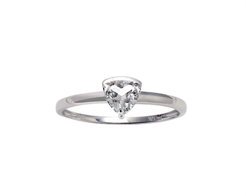 10K White Gold 5mm Trillion Cut White Topaz Birthstone Ring - Size 7