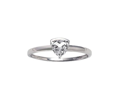 10K White Gold 5mm Trillion Cut White Topaz Birthstone Ring - Size 7