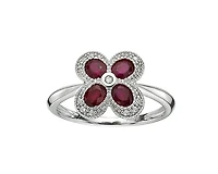 10K White Gold 4x3mm Pear Cut Ruby and 0.06cttw Diamond Halo Ring - 4.5