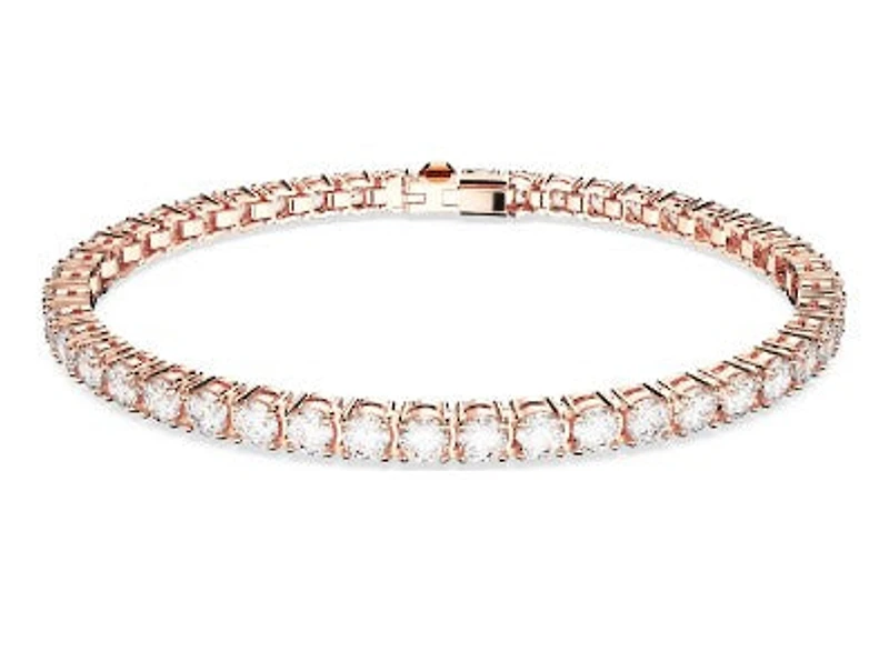 Swarovski Matrix Tennis bracelet, Round cut, White, Rose gold-tone plated - 5657659