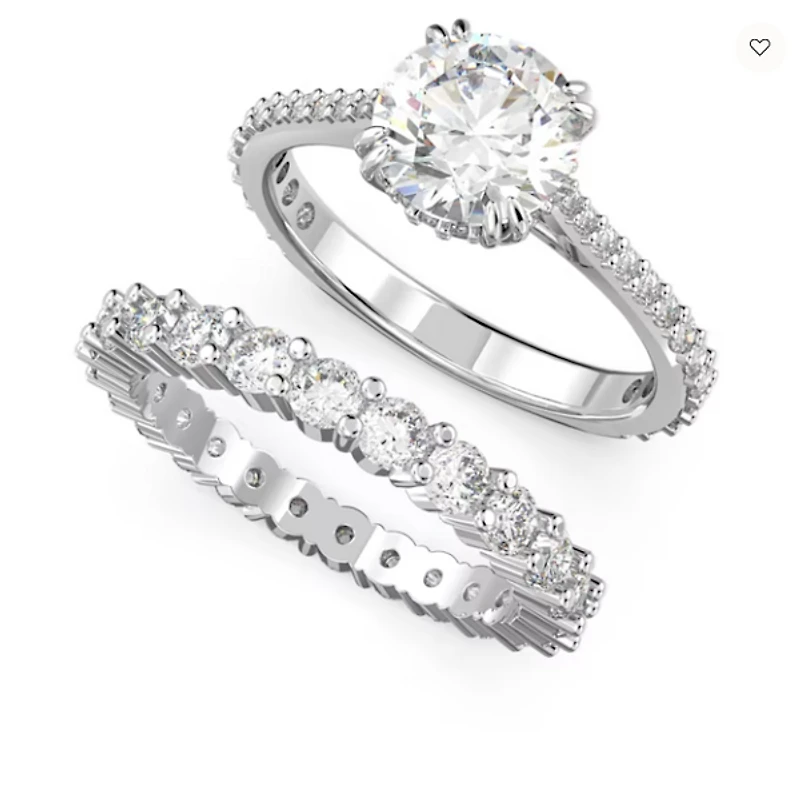 Swarovski Constella Ring Set (2), Princess Cut, White, Rhodium Plated - 5647662