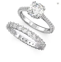 Swarovski Constella Ring Set (2), Princess Cut, White, Rhodium Plated - 5647662
