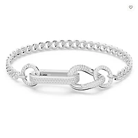 Swarovski Dextera Bracelet Pavé, Mixed Links, White, Rhodium Plated - 5642598