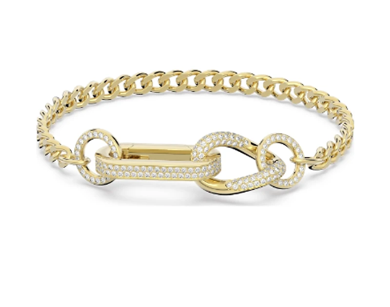 Swarovski Dextera Bracelet, Pavé, Mixed Links, White, Gold-tone Plated - 5636740