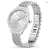 Swarovski Attract watch Swiss Made, Full pavé, Metal bracelet, Silver Tone, Stainless steel - 5644062