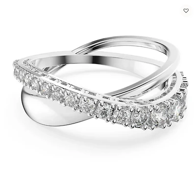 Swarovski Twist Ring White, Rhodium Plated - 5572724