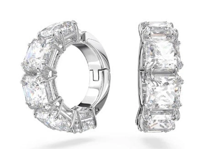 Swarovski Millenia Clip Earrings, Square Cut, White, Rhodium Plated - 5654557