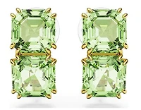 Swarovski Millenia Clip Earrings, Square Cut, Green, Gold-tone Plated - 5654559