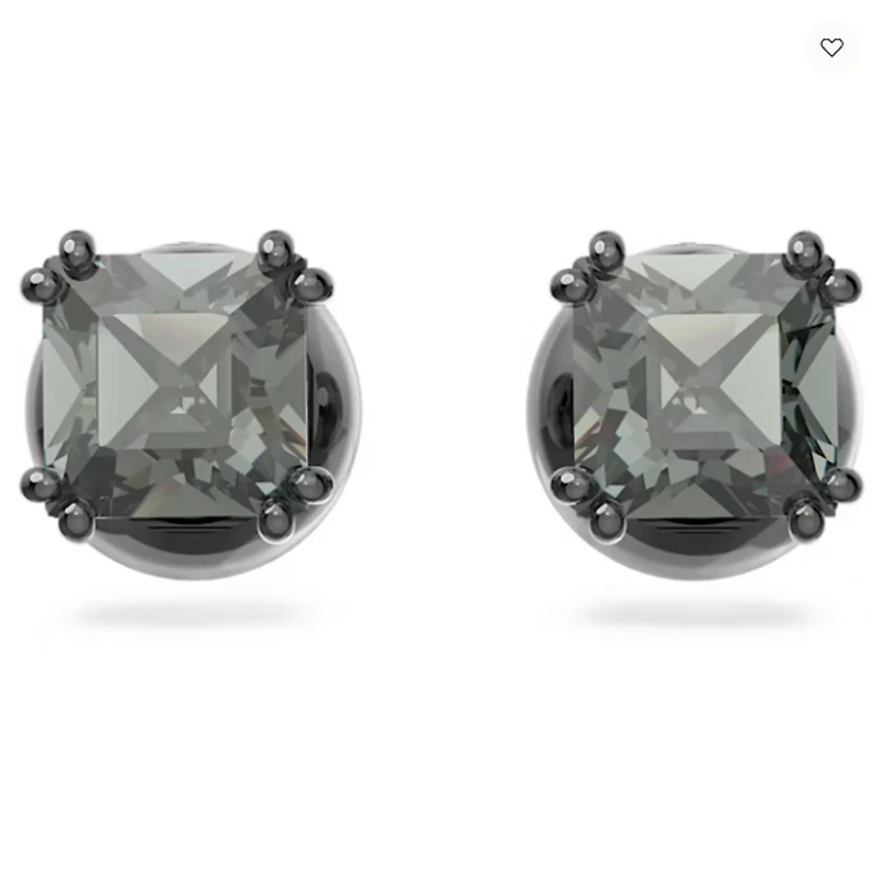 Swarovski Millenia Stud earrings Square Cut, Black, Ruthenium Plated - 5642511