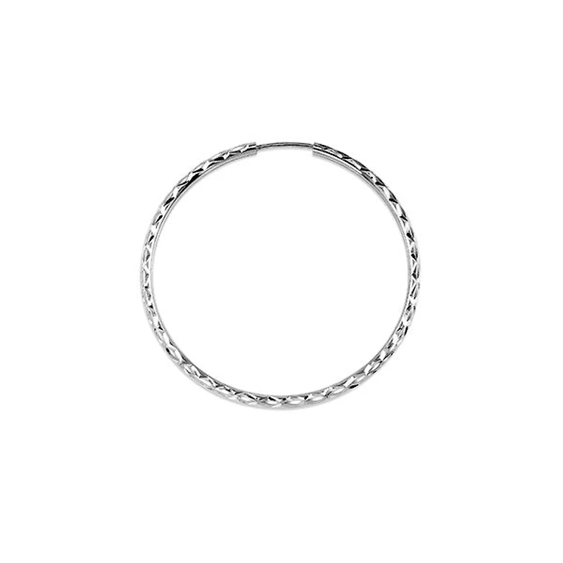 10K White Gold 35mm Sleeper/Keeper/Hoop Earrings