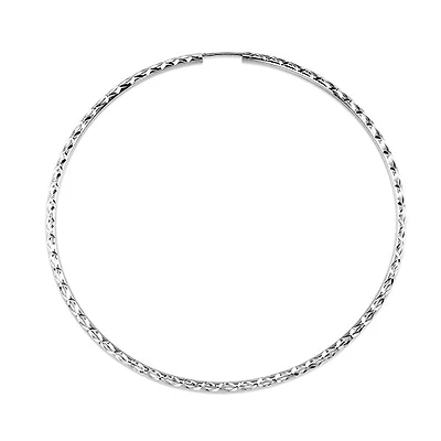10K White Gold 60mm Sleeper/Keeper/Hoop Earrings
