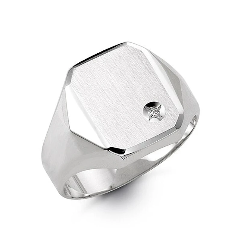 10K White Gold Engravable Gents Signet Ring