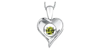 Sterling Silver 0.12cttw Peridot 3mm Pulse Pendant, 18" Box Chain