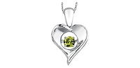 Sterling Silver 0.12cttw Peridot 3mm Pulse Pendant, 18" Box Chain