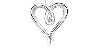 Sterling Silver 0.044cttw Diamond Heart Necklace, 18"