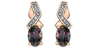 10K White & Rose Gold 1.20cttw Mystic Topaz & 0.012cttw Diamond Stud / Dangle / Drop Earring