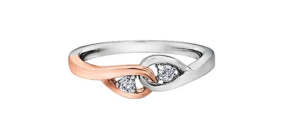 10K White & Rose Gold 0.10cttw Diamond Ring, size 6.5 - 4.5