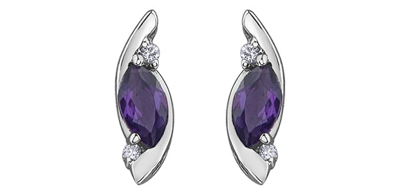 10K White Gold Amethyst Earrings
