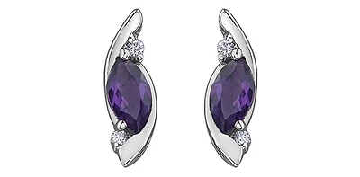 10K White Gold Amethyst Earrings