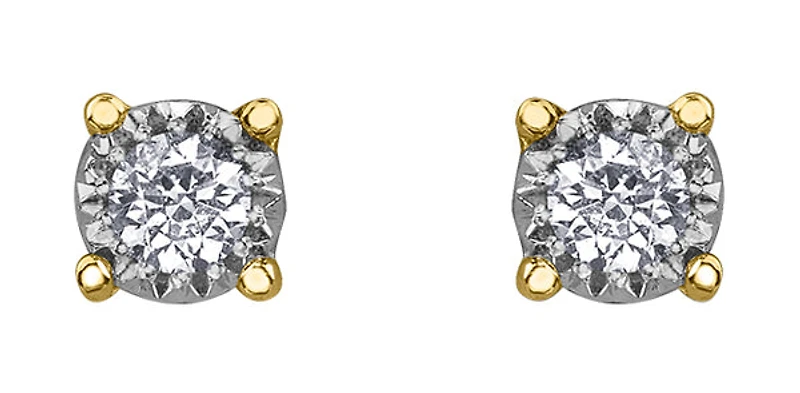 10K Yellow Gold 0.10cttw Illusion Set Diamond Stud Earrings