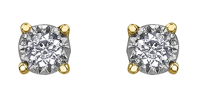 10K Yellow Gold 0.10cttw Illusion Set Diamond Stud Earrings