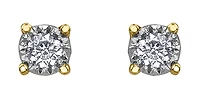 10K Yellow Gold 0.10cttw Illusion Set Diamond Stud Earrings