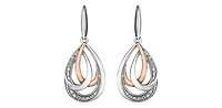 Sterling Silver and 10K Rose Gold 0.07cttw Diamond Chandelier Dangle Earrings