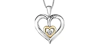 Silver & 10K Yellow Gold 0.02 cttw Diamond Heart Necklace