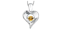 Sterling Silver 0.10cttw Citrine Pendant, 18"
