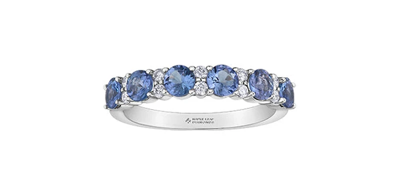 10K White Gold 1.20cttw Tanzanite & 0.15cttw Diamond Ring, size 6.5 - 4.5