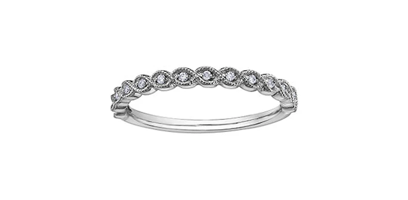 10K White Gold 0.07ctt Diamond Round-Cut Ring, Size 7