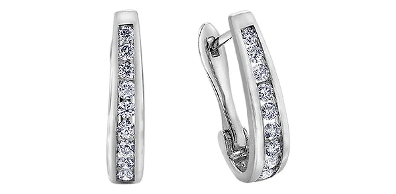10K White Gold 0.25cttw Diamond Hoop / Huggie Earring