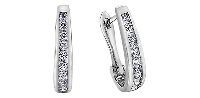 10K White Gold 0.25cttw Diamond Hoop / Huggie Earring