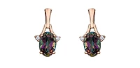 10K White & Rose Gold 1.20cttw Mystic Topaz and 0.02cttw Diamond Stud / Dangle / Drop Earring