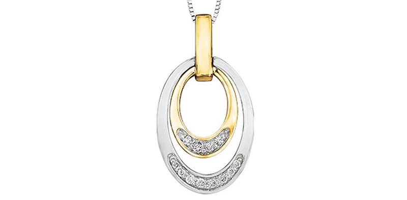 10K White & Yellow Gold 0.10cttw Canadian Diamond Pendant, 18"