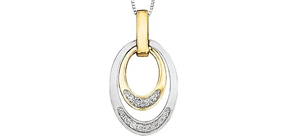 10K White & Yellow Gold 0.10cttw Canadian Diamond Pendant, 18"